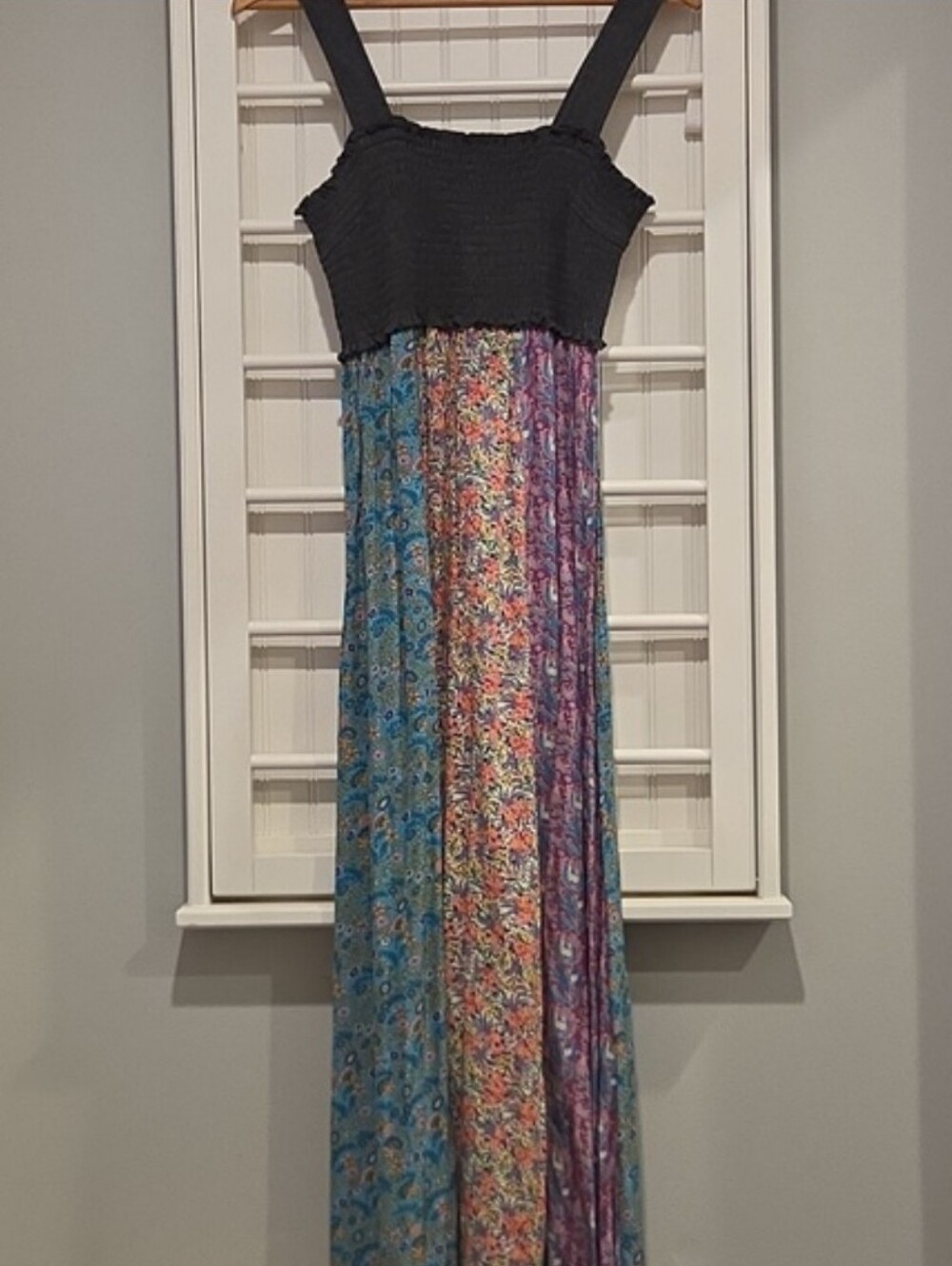 Natural Life Valentina Smocked Maxi Tank Dress, S, Mixed Floral, Patchwork, Boho - Picture 2 of 7